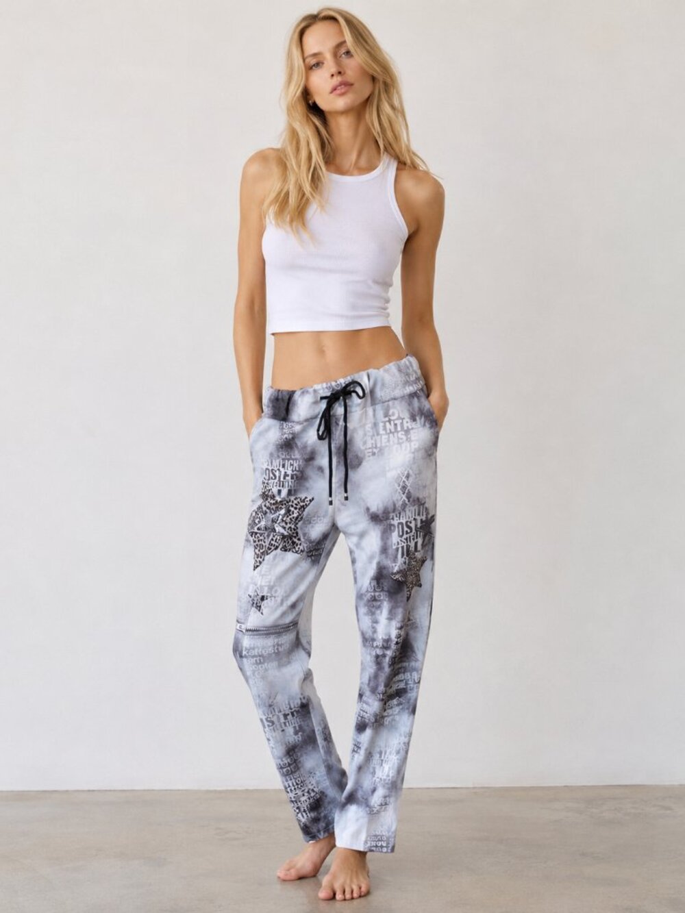 Bella Amore Euro Graphic Print Drawstring Pants L/XL
